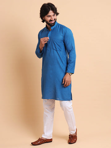 Men Royal Blue Hues Kurta Trouser Set