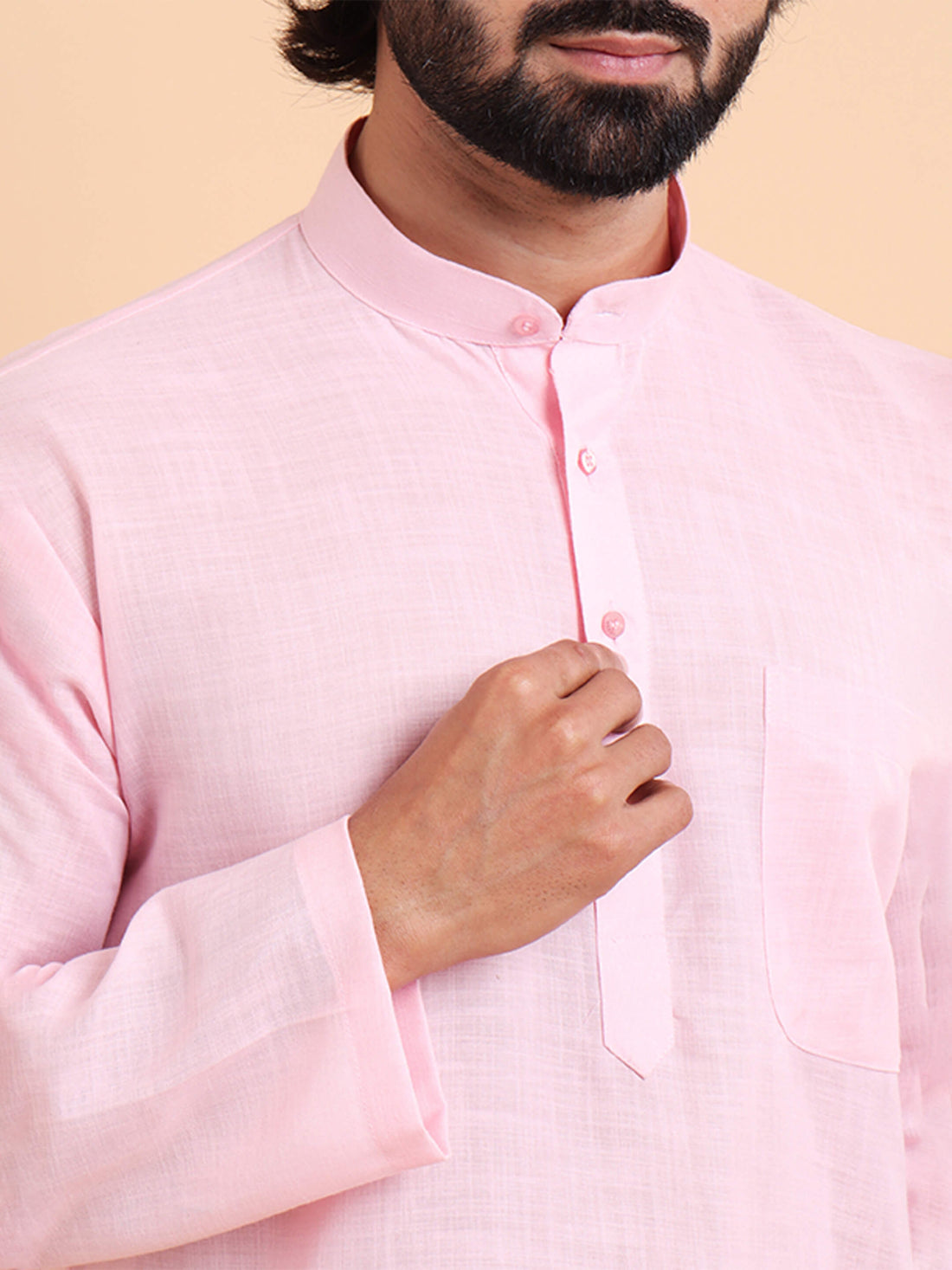 Men Eternal Baby Pink Kurta Trouser Set