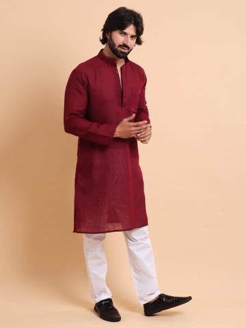 Men Vibrant Red Kurta Trouser Set