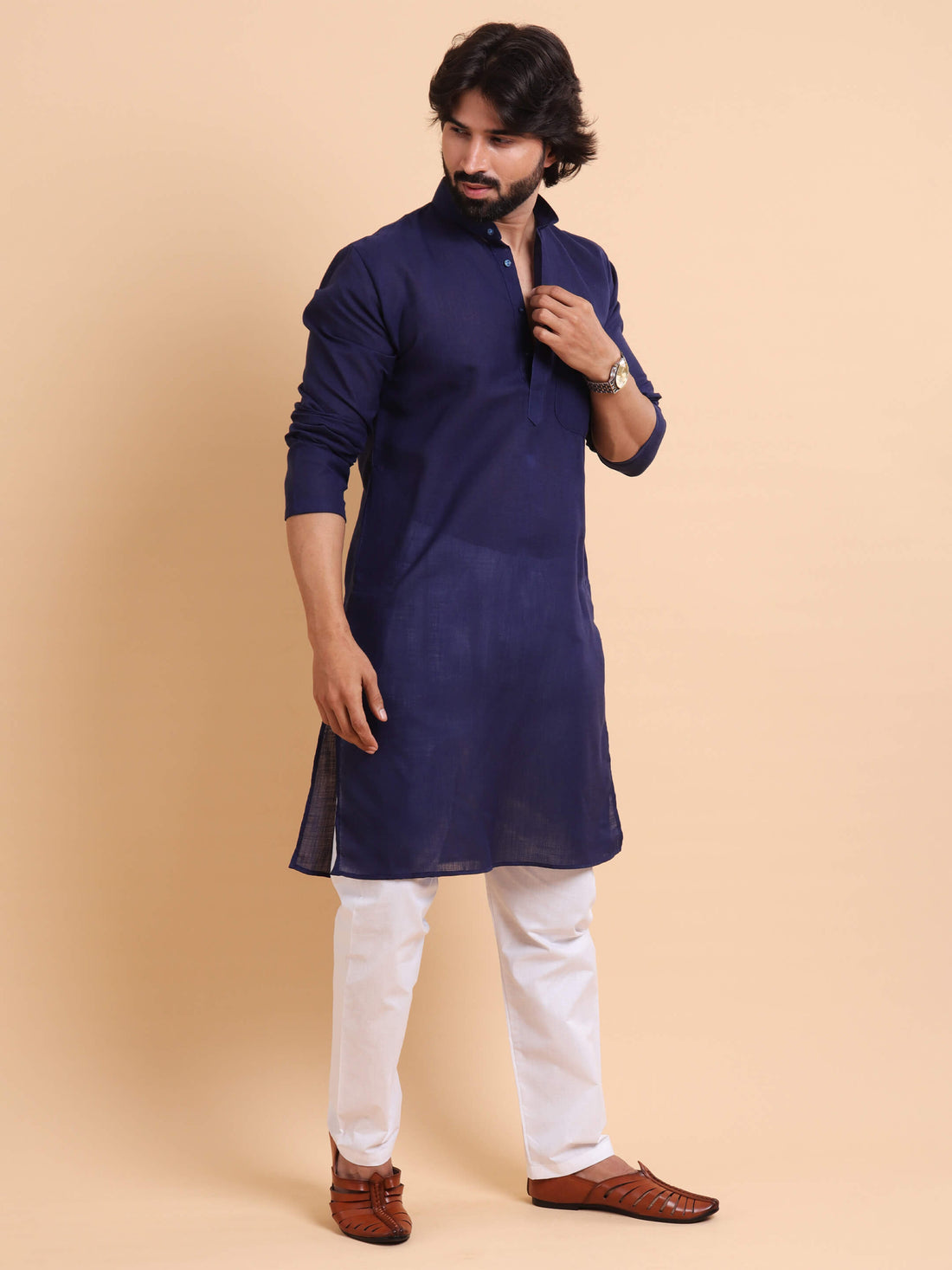 Men Blue Hues Kurta Trouser Set